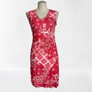 David Cline Red Tie Dye Sleeveless Dress Size Small